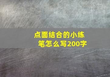 点面结合的小练笔怎么写200字