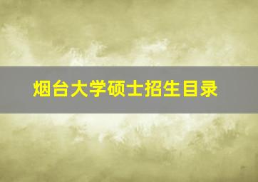 烟台大学硕士招生目录