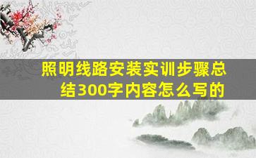 照明线路安装实训步骤总结300字内容怎么写的