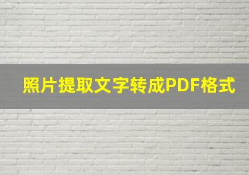 照片提取文字转成PDF格式