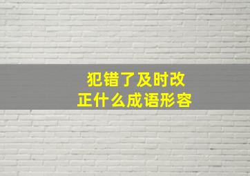 犯错了及时改正什么成语形容