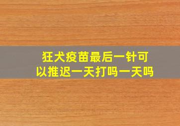 狂犬疫苗最后一针可以推迟一天打吗一天吗