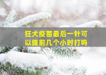 狂犬疫苗最后一针可以提前几个小时打吗