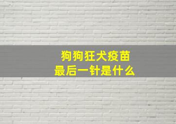 狗狗狂犬疫苗最后一针是什么