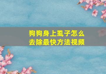 狗狗身上虱子怎么去除最快方法视频