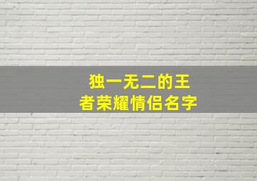 独一无二的王者荣耀情侣名字