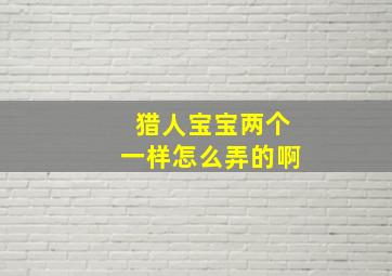 猎人宝宝两个一样怎么弄的啊