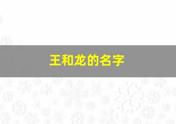 王和龙的名字