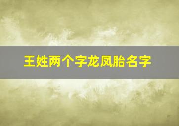 王姓两个字龙凤胎名字