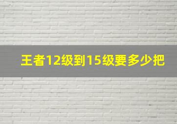 王者12级到15级要多少把