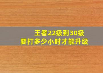 王者22级到30级要打多少小时才能升级