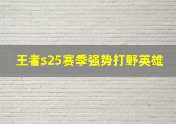 王者s25赛季强势打野英雄