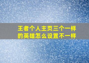 王者个人主页三个一样的英雄怎么设置不一样