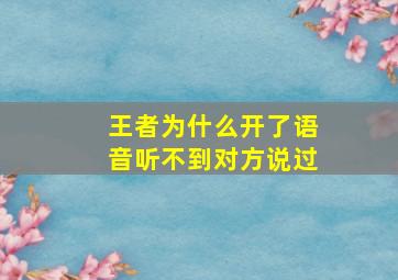 王者为什么开了语音听不到对方说过