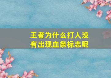 王者为什么打人没有出现血条标志呢