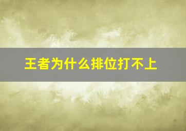 王者为什么排位打不上