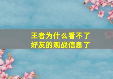 王者为什么看不了好友的观战信息了