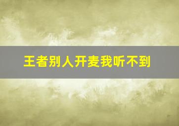 王者别人开麦我听不到