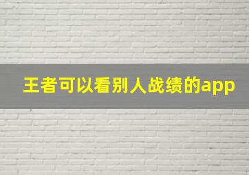 王者可以看别人战绩的app