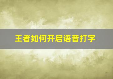 王者如何开启语音打字