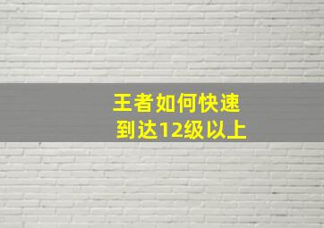 王者如何快速到达12级以上