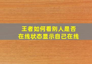 王者如何看别人是否在线状态显示自己在线