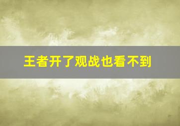 王者开了观战也看不到