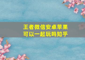 王者微信安卓苹果可以一起玩吗知乎