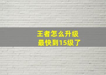 王者怎么升级最快到15级了