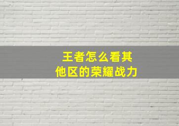 王者怎么看其他区的荣耀战力