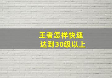 王者怎样快速达到30级以上