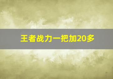 王者战力一把加20多