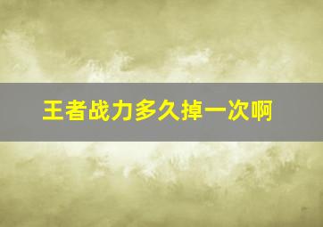 王者战力多久掉一次啊