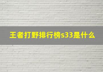 王者打野排行榜s33是什么