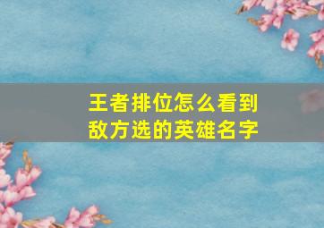 王者排位怎么看到敌方选的英雄名字