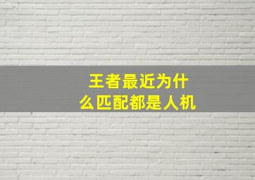 王者最近为什么匹配都是人机