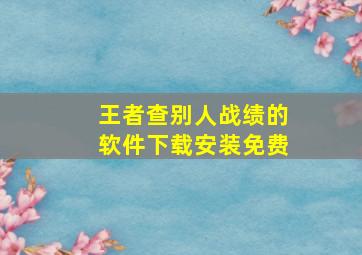 王者查别人战绩的软件下载安装免费