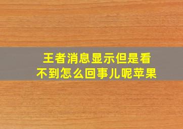 王者消息显示但是看不到怎么回事儿呢苹果