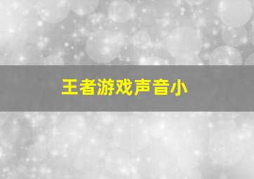 王者游戏声音小