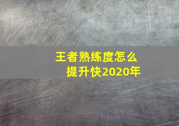 王者熟练度怎么提升快2020年