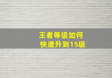 王者等级如何快速升到15级