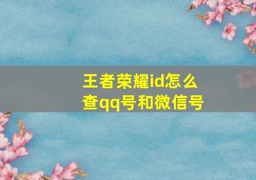 王者荣耀id怎么查qq号和微信号