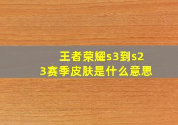 王者荣耀s3到s23赛季皮肤是什么意思