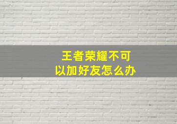 王者荣耀不可以加好友怎么办