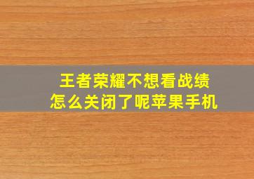 王者荣耀不想看战绩怎么关闭了呢苹果手机