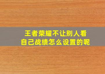 王者荣耀不让别人看自己战绩怎么设置的呢