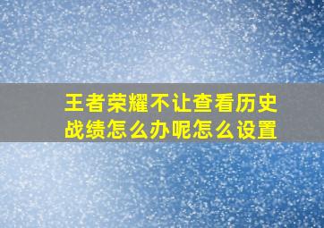 王者荣耀不让查看历史战绩怎么办呢怎么设置