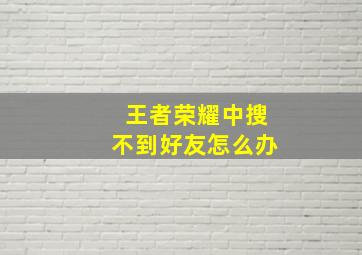 王者荣耀中搜不到好友怎么办