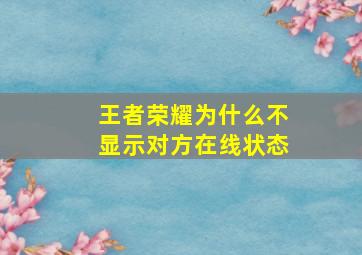 王者荣耀为什么不显示对方在线状态