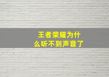 王者荣耀为什么听不到声音了